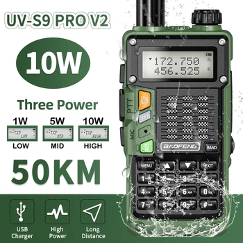 BaoFeng UV-S9 Pro V2 10W Puternic UHF VHF Impermeabil Walkie Talkie Radio cu Rază Lungă de UV-S9 Plus Portable Sunca Două Fel de Radio