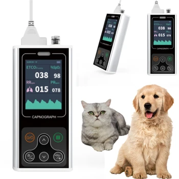 Uz veterinar Sidestream Capnograph VETERINAR EtCO2 Monitor RESP SpO2, PR Monitor CO2 Alarma Câine, Pisici, Animale