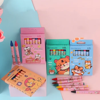 8 Culori de Desene animate Drăguț Animale, Creioane Colorate, Creion Set Kawaii Papetărie Copii Pictura Ulei Pasteluri Arta accesorii pentru Desen