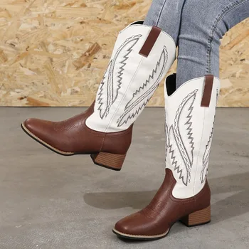 Pantofi pentru femei 2023 Vânzare Fierbinte Slip-on Cizme pentru Femei de Moda Broderie Cizme Moderne pentru Femei New Deget de la picior Pătrat de-o șchioapă Pantofi Femei