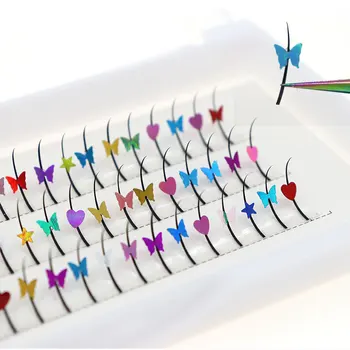 Colorate Individuale Lash 3D Fluture Inima Sclipici Paiete Fals de Extensie a Genelor Naturale de Înaltă Calitate Sintetice Decorarea Genelor