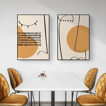 Abstract Fata De Linia De Perete De Arta Canvas Tablou Modern, Simplu Galben De Imagine Nordic Poster Pentru Living, Dormitor Decor Acasă