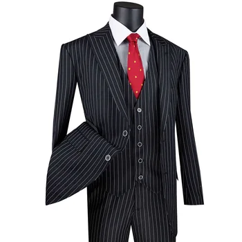 STEVDITG Personalizate Costume pentru Bărbați Singur Pieptul Atins Rever Dungă 3 Piese Pantaloni Sacou Vesta Slim Fit Formale de Afaceri Costum