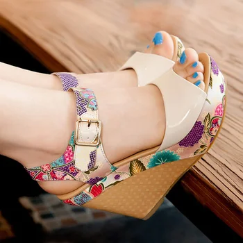 Femei Sandale De Vară Pene Platforma Pantofi Casual Femei Florale Tocuri Foarte Inalte, Sandale Papuci Sandalias Zapatos Mujer