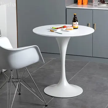 Restaurant masă rotundă masă mică pentru uz casnic modern, simplu, alb rundă de negocieri Nordic tabel vanitatea scaun