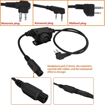 Tactic U94 Asv Civil Versiune pentru Kenwood / Motorola 2 Pin / Midland Plug Walkie Talkie pentru COMTAC SORDIN Tactice Cască