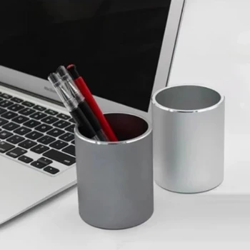 1buc Aliaj de Aluminiu Rotund Titularii de Creion Desktop Papetărie Cutie de Depozitare Caz Creion Pentru Birou de Afaceri Metal Titularii de Creion