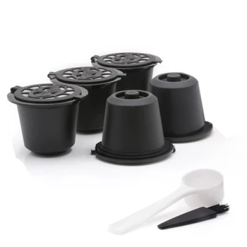 5 Reutilizabile Nespresso Capsule de unică folosință Capsula de Cafea Filtru cu aparat de Cafea Nespresso cu Lingura de Cafea Perie