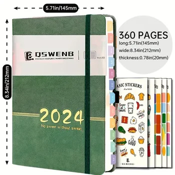 A5 Planificator Calendar Agenda 2024 Engleză Notepad, Notebook-Uri Notebook Jurnal Săptămânal Scris De Zi Cu Zi Tampoane De Birou Rechizite Școlare