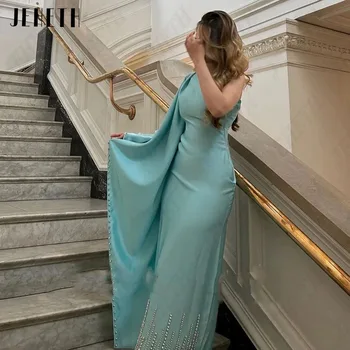 JEHETH Elegant Arabia arabe Rochii de Seara V-Gât Satin Cu Sacou Sirena de Cristal Etaj Lungime de Mireasa de Bal Rochii de Petrecere