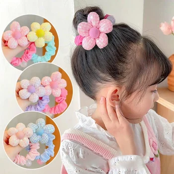 1bucată Copii coreeană Headstring Drăguț Sequin Floare Inel de Păr Fetita Cravată Cap de Minge Înaltă Elastic Coada de Cal Flori, articole pentru acoperirea capului
