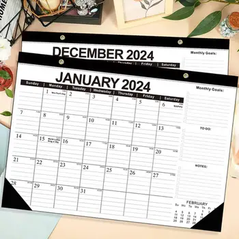 Calendar de perete Calendar Lunar Durabil Ușor de citit de 18 luni de Perete Desktop Calendar pentru 2024.1-2025.6 englez Multi-scop