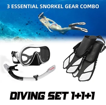 JSJM Nou Set de Scufundări 1+1+1 Profesional Masca pentru Scufundări Echipamente de Scufundare Ochelari HD Anti Ceata Masca de Snorkeling Snorkel Inotatoare