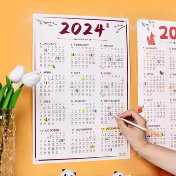 Program Planner 2024 Anul Nou Calendar de Hârtie Planificator de Timp Studiind Planul de Lucru Calendar de Perete de Hârtie Anual ordinea de zi Pentru a-face liste