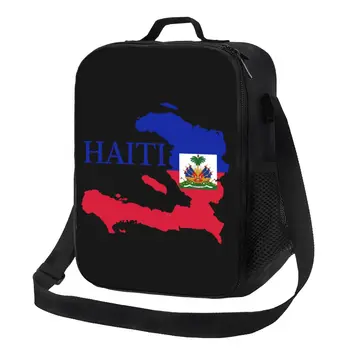 Personalizat Haiti Harta Pavilion Sac de masa de Prânz Femei Termică Cooler Izolate masa de Prânz Cutii pentru Elev de Școală