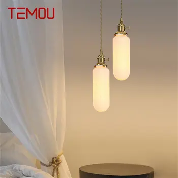 TEMOU Moderne Alamă Pandantiv Lumina LED Nordic Creative pur și Simplu Ceramica Lampă de Agățat Pentru Casa Sufragerie, Dormitor, Noptiera