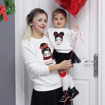 Fericit Mama Mini Tricou De Crăciun, Mama Fiica Haine De Potrivire Mami Și Cu Mine Jersey Mama Fata De Copil Jumper Pentru Femei Pulover