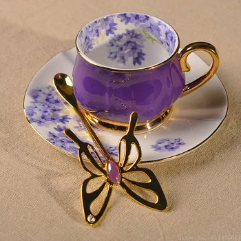 Ceramica din Aliaj de Aluminiu de Cafea Ceasca de Trei-dimensional Fluture Lingură de Creație Ceai după-Amiaza Cafea Ceasca Si farfurie