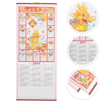 Anul Nou Chinezesc Agățat De Perete Calendare Tradiționale Scroll Calendar Lunar Ornament An De Dragon Home Decor