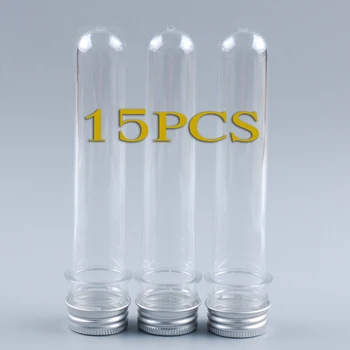 15buc animale de COMPANIE 50ml Plastic Transparent Eprubetă de Sticlă cu Bomboane Testontainer Sare de Baie Tub din Aluminiu cu Capace cu filet