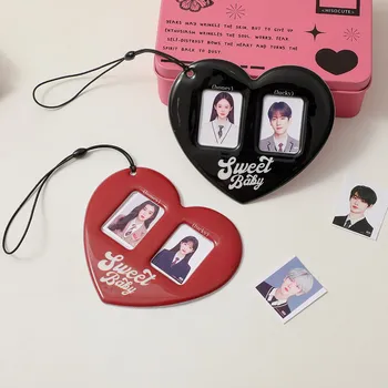 Coreean Dragoste Dublu Cartelei PP Fotografia de pe Copertă Pentru Fete Cu 2-inch ID-ul de Afișare a fotografiilor Pandantiv Kpop Mic Card de Stocare