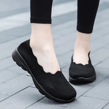Femei Pantofi De Alergat Plasă De Mers Pe Jos De Lumină Adidas Slip-On De Fitness Sport Apartamente Confortabil Respirabil Negru Dimensiune 35-42 Mocasini