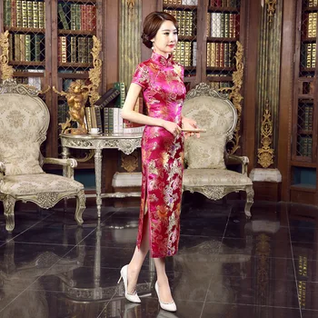 Petrecere de seara Rochie pentru Femei Design Floare Tang Costum Slim Retro Femei Satin Cheongsam Rochie Tradițională Chineză