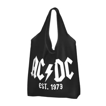 Reutilizabile Să Fie Rock AC DC Pungi de Cumpărături pentru Alimente Pliabil Trupa de Muzica Pungi Lavabil Mare Tote Pungi