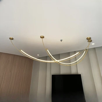 Modern si minimalist agățat lumini pentru restaurante, sufragerie model de camere, săli de expoziție, linie curbă de iluminat