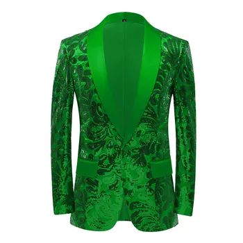 Sclipitoare Cu Paiete Bărbați Sacou Costum Verde, Roșu, Șampanie Singur Buton De Moda De Lux, Costume Banchet De Nuntă Om Slim Fit Blazer Coat