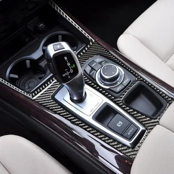 Fibra de Carbon Centrul Consolei Schimbatorului de viteze Panou Decor Capac Ornamental Pentru BMW X5 X6 E70 E71 2008-2014 Masina LHD Styling Interior