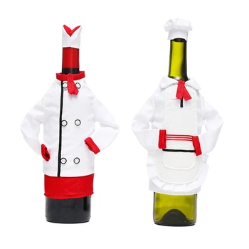 De craciun pentru Sticla de Vin Capac Sac Decorativ Amuzant Chef Haine Pălărie Sleeve Wrap T21C