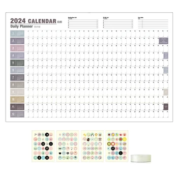 2024 Calendar De Birou, 12 Luni Calendar De Birou Calendar De Perete Combinate, 2024 Evidenția Sărbători, Planificarea Calendaristică, Hârtie Groasă