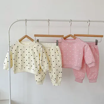 Toamna Și Iarna pentru Copii Și Elegant Și Îngrijirea Două Piese Hanorac Casual Set Baby Set pentru Sugari Cald Pijamale Copii din Bumbac