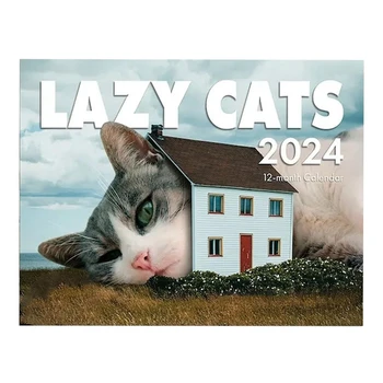 2024 Calendar Leneș Kitty Calendar 2024 Distractiv Kitty Cadou ianuarie 2024 Din decembrie 11X8.5 Inch