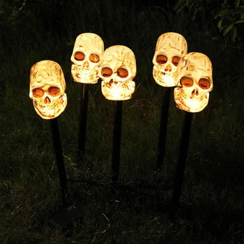 5pcs Lumini Solare în aer liber, Decor Halloween Craniu Lampa de Gradina LED rezistent la apa Peisaj Y2K Lumini de Crăciun Lămpi Balcon 180