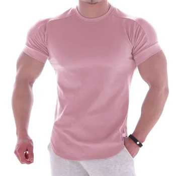 A3165 Oameni de Vara Tricouri de Înaltă Elastic Slim Fit Tricou Barbati uscare Rapidă Tiv Curbat Mens T-Shirt Culoare Solidă 3XL