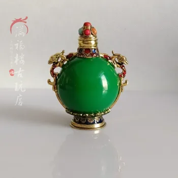 Stil Tibetan cupru cloisonn é sferice double dragon sticla de prizat încrustat cu fumatul ustensile, obiecte de artizanat unice, high-end