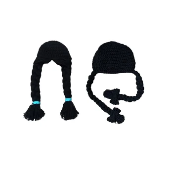 Copilul Bowknot Capac Beanie Pălărie de Iarnă cu Dublă Împletitură Coadă pentru Fete Copilul Bowknot Capac Beanie Pălărie de Iarnă cu Dublă Împletitură Coadă pentru Fete 0