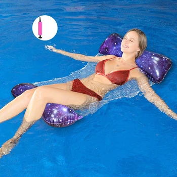 Gonflabile cu Dungi Float Scurgere variabilă Hamac Adult Swim Arc Stele Plutesc Fotoliu Apă Plutesc Aer Plută Plutitoare Pad Mat