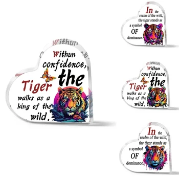 Rece Tigru Animal Sălbatic Acrilică Imprimată Inima Placa de Cadou de Vacanță pentru Familie Iubitorii de Prieteni, Colegi de Bar, Cafenea, Recepție Decor