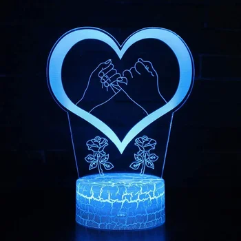 Inima 3D Iluzie Lumina de Noapte Dormitor Romantic Lumina de Noapte În 7 Culori Acrilice Vacanță Cadou de Ziua de nastere pentru Boy Fata de Ziua Îndrăgostiților