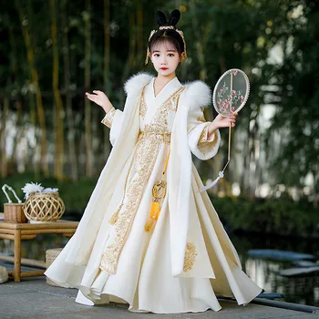 ÎNSORITĂ de Toamnă Și de Iarnă pentru Copii Gros stil Chinezesc Tang Costum Fată Hanfu