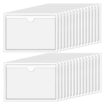 NOU-Clar Adeziv Buzunare de Card de Index Buzunare Mâneci Auto-Adezivă Cu partea de Sus de Încărcare Eticheta Buzunare (30 BUC)