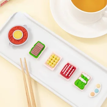 6Pcs/set Kawaii Alimente Eraser Delicios Fondue Funrubber Cadouri pentru Copii, Desene animate Rechizite Școlare