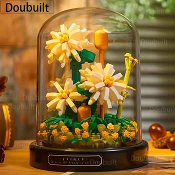 DOUBUILT BLOCURI Bloc de Flori Orhidee Model 3D Trandafiri Cărămizi Crizantema de Moda Copil Jucărie Cadou