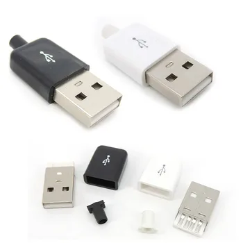 10buc USB Tip a Male 4 Pini Conector diy Soclu Cu Alb Negru Capacul de Plastic USB 2.0 Tip a Lipit DIY Kituri c1