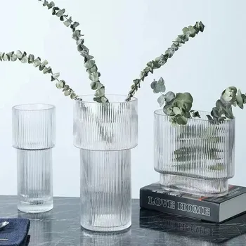 Creative Sticlă Transparentă Florale Vaza Estetice Cameră Decor Flori Uscate Aranjament Hidroponice Vaza De Sticla Meserii Decor Acasă