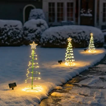 Solar Pom de Crăciun de Lumină în aer liber, Grădină Sta Grădină LED Masă Lampă Șir Saterproof IP65 Stele Felinar Decorativ Lumina
