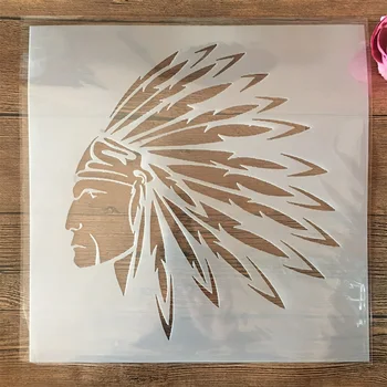 30*30cm Șef de Trib Indian DIY Stratificare Sabloane Pictura pe Perete Album de Colorat Relief Album Decorative Șablon
